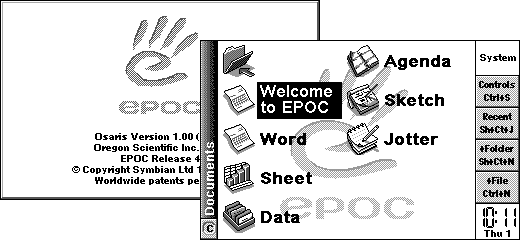 EPOC running on an emulated Osaris device