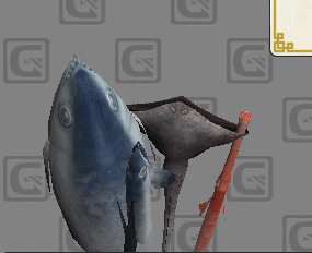 A set of clubs in the shape of different kinds of frozen fish. They're so big that they disrespectfully clip through each other in the preview interface.